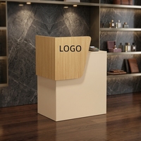 Bureau d'accueil moderne et simple en bois jaune pour hôtels/restaurants/bars/écoles/hôpitaux, personnalisable avec logo sur mesure