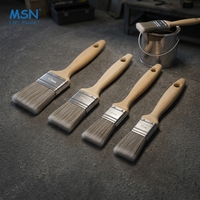 Pinceau de peinture MSN DIY pour rénovation, à poils synthétiques ondulés, manche en bois de hêtre durable, outil manuel de peinture