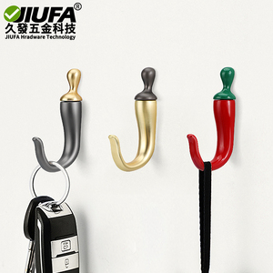 Jiufa Chili Pepper Style No Drill Coat <b>Hooks</b> Metal Wall <b>Hooks</b> For Entryway Wardrobe Door <b>Shoe</b> Cabinet - Product Image 3