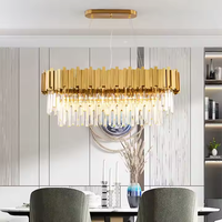 Lustre rectangulaire moderne de luxe en métal doré avec cadre en métal et cristaux pour salon, éclairage décoratif d'hôtel