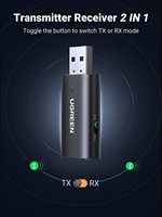 Émetteur-récepteur UGREEN BT 5.1 2 en 1, adaptateur USB sans fil Bluetooth, microphone intégré, dongle audio sans fil 3,5 mm