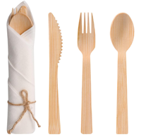 Ensemble de couverts en bambou biodégradable écologique fourchette jetable cuillère couteau pour camping aventures en plein air