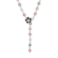 Collier élégant en perles de camélia fait main avec pendentif, chaîne de pull, accessoires de bijoux fins pour mariage