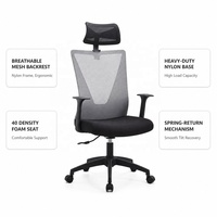 Chaise de bureau ergonomique moderne noire réglable et pivotante en maille pour usage domestique et commercial