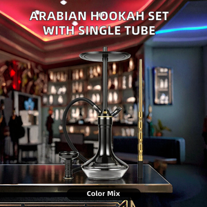 Chicha moderne en verre noir et or, ensemble complet avec tuyau - Product Image 1