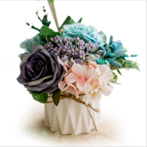 Vase en céramique artificielle avec corde de chanvre, rose en soie, style scandinave, ensemble de décoration d'intérieur, plante en <span class=keywords><strong>pot</strong></span>, petite fleur en soie, Fête des Mères - Product Image 5