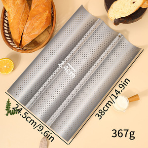 Molde para Baguettes Francesas Perforado con Superficie Antiadherente, Bandeja de Acero al Carbono para Hornear 4 Rollos a la <span class=keywords><strong>Vez</strong></span> - Product Image 6