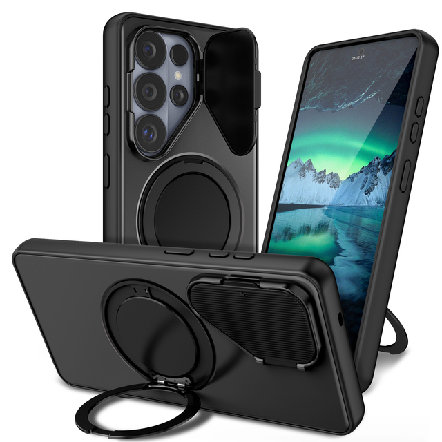 New Design for Samsung Galaxy S26 Ultra/S26+/S25 Magnetic Full-frame Protection Lens Versatile Stand Anti-Fingerprint Phone case