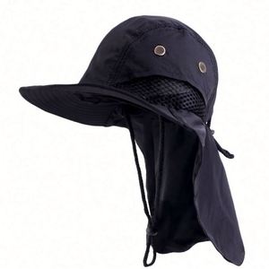 Chapeau de pêche unisexe en nylon et polyester UPF50+ avec logo personnalisé, large bord, maille respirante et protection nuque, idéal pour l'extérieur, les voyages et l'été – Vente en gros - Product Image 5