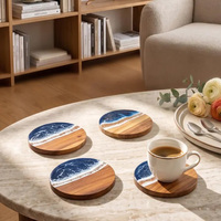 Sous-verre créatif en résine et bois, tapis de table résistant à la chaleur, support pour tasse à thé, décoration artisanale