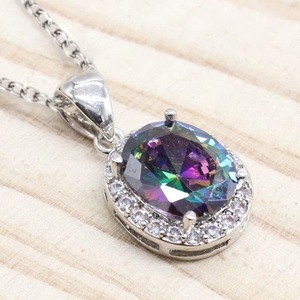 Collana con Ciondolo a Forma di Uovo Ovale per Donne, Catena Colorata a O, Gioielli alla Moda - Product Image 1