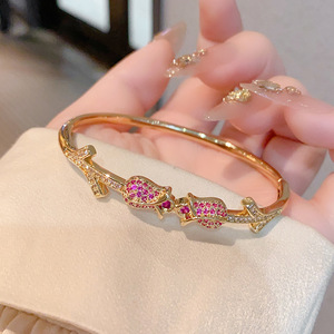 Spring Rose Bangle Gold And Silver Micro Insert <b>Copper</b> Jewelry Fashion <b>Bracelet</b> For Women - Product Image 2