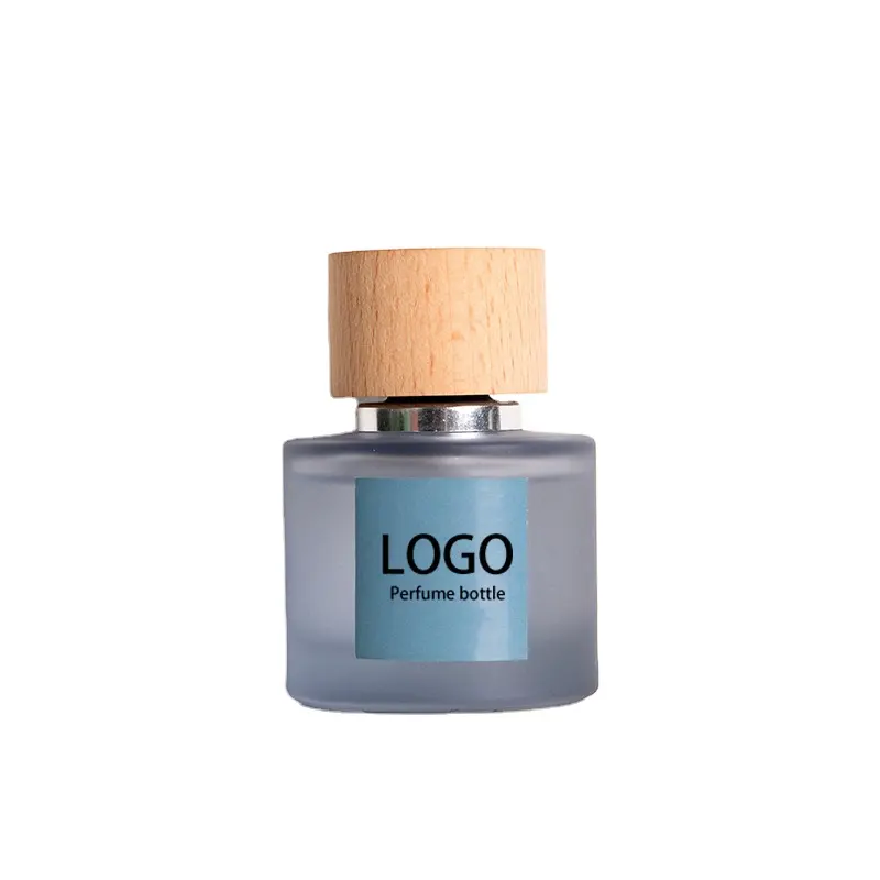 人気の新デザイン工場価格すりガラス香水瓶30mL丸型空香水アトマイザーボトル木製キャップ付き