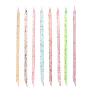 Wholesale 100pcs crystal nail sticks plastic cuticle pusher cuticle removal manicure pedicure tools
