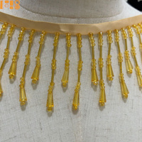 Ruban multicolore fait main de 7,5 cm avec perles de verre et pompon en dentelle pour costumes de danse, costumes de scène de mariage, rideaux et décorations d'intérieur DIY
