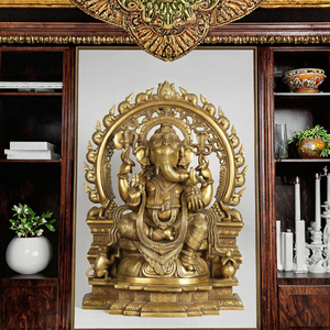 CRADLE of LIFE Estatua de Ganesha de Latón Chapado en Oro de Imitación Antigua, Escultura Religiosa Pulida para Decoración del Hogar o Templo - Product Image 2
