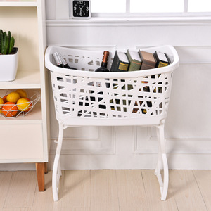 Collapsible Laundry Basket White Rectangle PP Plastic Clothing Organizer Storage Rack For Bathroom Use - Product Image 4