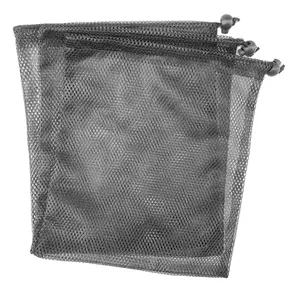 Custom Size black Drawstring Promotion Recycled Nylon Reusable Net Polyester Mesh Bags