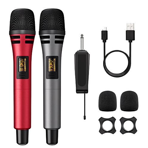 Wireless Handheld Professional Dynamic Microphone UHF Portable Cordless System Rechargeable Receiver Amplifier PA System Karaoke