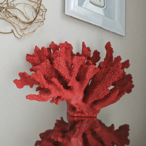 Statue en corail rouge en polyrésine, sculpture en résine, <span class=keywords><strong>décoration</strong></span> <span class=keywords><strong>marine</strong></span> artificielle écologique pour la maison, cadeaux d'anniversaire - Product Image 4