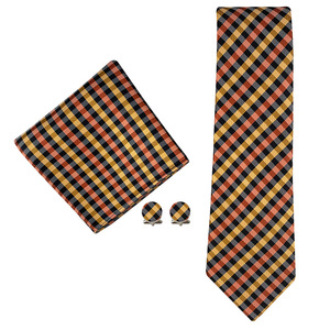 Corbata de seda de 8cm hecha a mano a rayas <span class=keywords><strong>pañuelo</strong></span> a cuadros conjunto de gemelos para hombres corbatas traje camisas accesorios de boda regalos - Product Image 6