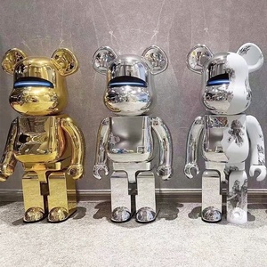 Figurines d'ours en résine <span class=keywords><strong>Chiaki</strong></span> DIY Bearbrick 400% - Ours Violent Noir et Or, Placage Transparent Vert Lac - Product Image 5