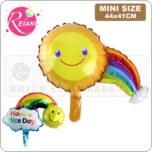 Mini globos de nube de sonrisa de arcoíris para niños, globo de fiesta de cumpleaños, juguete de Sol para niños, flor de abeja, decoración de aniversario