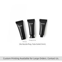 Tube de brillant à lèvres rond noir 5g/5ml avec couvercle doré crème solaire en plastique souple pour masque facial crème solaire articulations sérigraphie