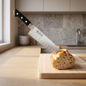 Couteau de chef dentelé en acier inoxydable Seki Japan avec manche en plastique, design ambidextre, compatible lave-vaisselle - Marque privée - Product Image 2