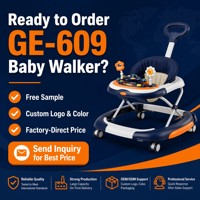 Marche-bébé pliable anti-renversement avec plateau d'activités musical, hauteur réglable, 6 roues, sécurité, fabrication sur mesure, vente en gros d'usine