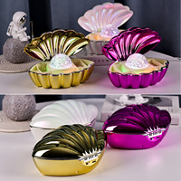 Lampe de table LED en forme de coquillage avec changement de couleur RGB, effet nacré et scintillant, idéale comme cadeau pour enfant et pour la décoration intérieure
