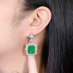 Bijoux de luxe SGARIT, émeraude naturelle 21,42 ct, boucles d'oreilles en diamant naturel, or 18 carats, certificat GUILD+NGTC - Product Image 5