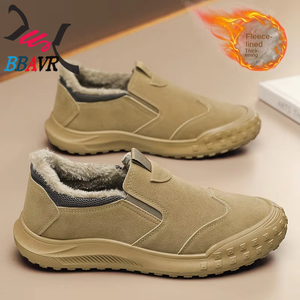 Zapatos de Hombre para Otoño e Invierno, Color Sólido, a la Moda, Antideslizantes, de Algodón y Forro Polar, para Trabajo al Aire Libre y Montañismo - Product Image 1