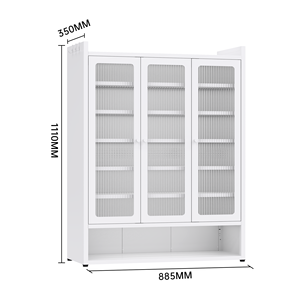 Armoire de rangement à <span class=keywords><strong>chaussures</strong></span> en métal pour salon, 3 portes vitrées, design peu encombrant pour 50 paires, construction moderne pliable et démontable - Product Image 3