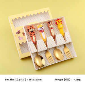 ช้อนสแตนเลส ช้อนรูปสัตว์การ์ตูน ส้อมรูปสัตว์ ช้อนเด็ก ชุดช้อนส้อม ช้อนขนมหวาน ชุดกล่องของขวัญ - Product Image 3