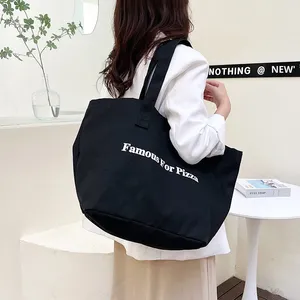 Wholesale Cotton Canvas <b>Tote</b> Large Blank Grocery Reusable Shopping <b>Bags</b> With <b>Zipper</b> Custom Logo Printing for Daily - Product Image 2