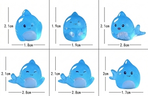 Miniaturas de Resina Brillantes en la Oscuridad, Estilo Sirena Éterica, Color Azul Glaciar, Diseño Chibi Shark, Decoración para Baño y Hogar, Tendencia 2026 - Product Image 2