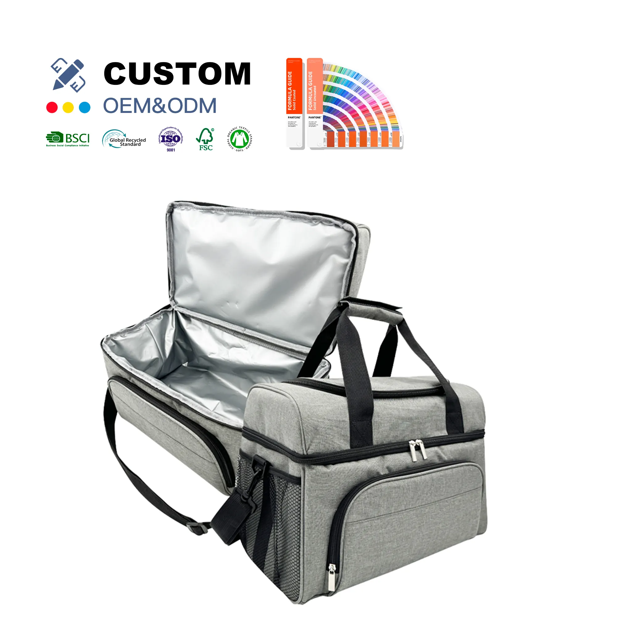OEM ODM Kuoshi özel baskılı taşınabilir büyük Large + EPE formu + PEVA yalıtımlı Tote çanta termal öğle soğutucu çanta
