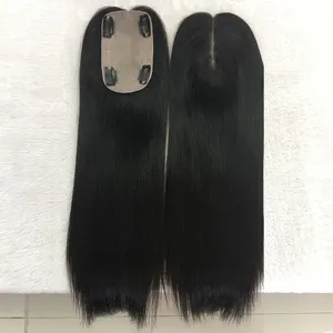 女性のヘアピース交換ナチュラルブラックリアルスカルプ3X5フルシルクベーストッパーの卸売光密度人毛クリップ