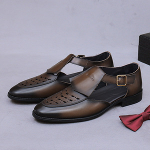 Sandalias de Cuero para Hombre Baotou con Diseño Calado - Sandalias Retro de Piel de Vaca para Conducir, Casuales de Negocios, con Hebillas - Product Image 4