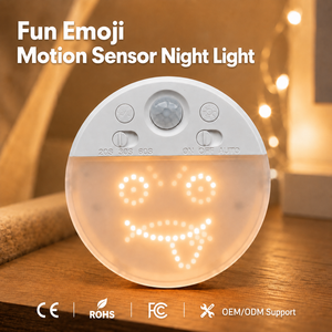 Lámpara Nocturna Inteligente con Sensor de Movimiento Emoji, Lámpara Nocturna LED Recargable Tipo C, Lámpara de Pared con Sensor PIR - Product Image 1