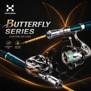 <span class=keywords><strong>Canne</strong></span> à pêche HASIDA Butterfly personnalisée ultra-légère <span class=keywords><strong>pour</strong></span> la pêche en ruisseau, super souple <span class=keywords><strong>pour</strong></span> l'éjection de la ligne, action MF - Product Image 1