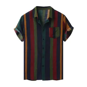 JL0523F Großhandel Casual Custom Printing Kurzarm Satin Designer Hawaiian Silk Shirt Herren