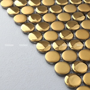 Precio de Fábrica, Azulejo de Cerámica Circular de 19 mm, Brillante y Mate, Mosaico Redondo Dorado para Paredes de Cocina, Baño y Revestimiento - Product Image 3