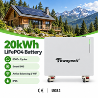 Système de stockage d'énergie domestique avec batteries au lithium 20 kWh 48 V, batterie solaire LiFePO4 51,2 V 300 Ah 400 Ah 15 kWh avec BMS IP65 WIFI