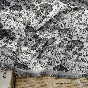 New <strong>Black</strong> White Mixed Small Animal <strong>Pattern</strong> Jacquard Fabric Spring Autumn Fashion Coat - Product Image 6