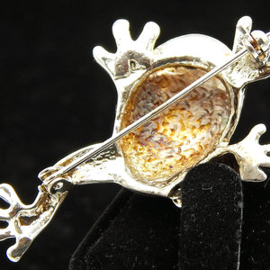 . 925 spilla rana in argento Sterling con occhi verdi - Product Image 3