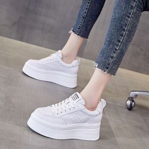Baskets compensées blanches à bout rond pour femmes, nouvelle collection 2026, tendance, à semelle épaisse, avec talonnette intégrée, respirantes - Product Image 6