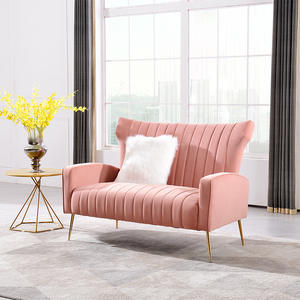 Fishtail Fleece Fabric Living Room <b>Chair</b> Pink Velvet Armchair Modern Nordic Style With <b>Gold</b> Legs For Small Apartment - Product Image 2