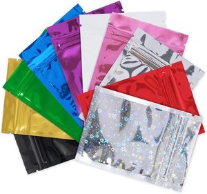 En stock: Bolsa de plástico pequeña con cierre hermético de aluminio holográfico negro, metálica, a prueba de olores, con sellado de 3 lados y cierre ziplock. - Product Image 1